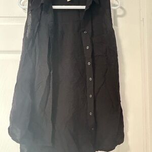 Urban Planet Black Sleeveless Button-Up Top